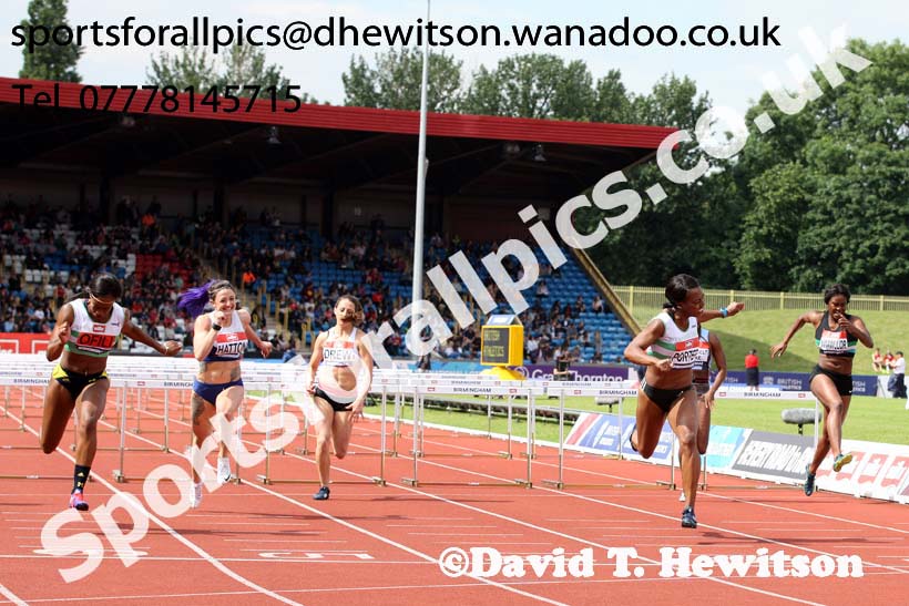 Womens 100 metres hurdles, British Championships, Birmingham. Photo: David T. Hewitson/Sports for All Pics
